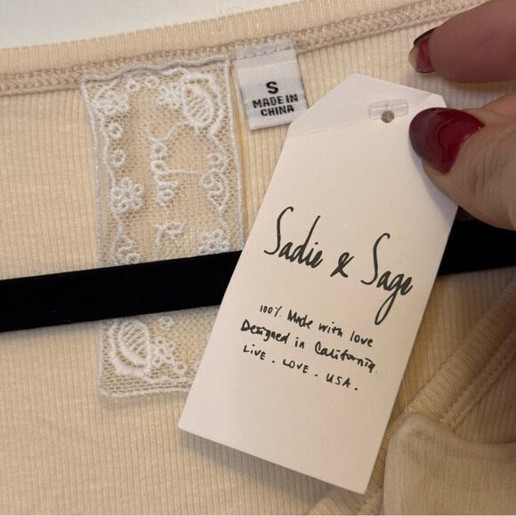 Sadie & Sage Cream Fitted Long Sleeve Bodysuit - Picture 2 of 3